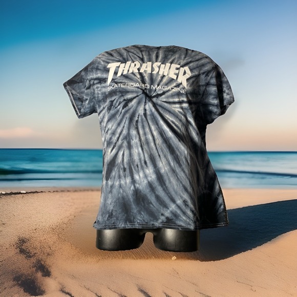 THRASHER Skateboard Magazine Gray Tie Dye Skate Graphic Logo‎ T-Shirt Mens M - Picture 1 of 5